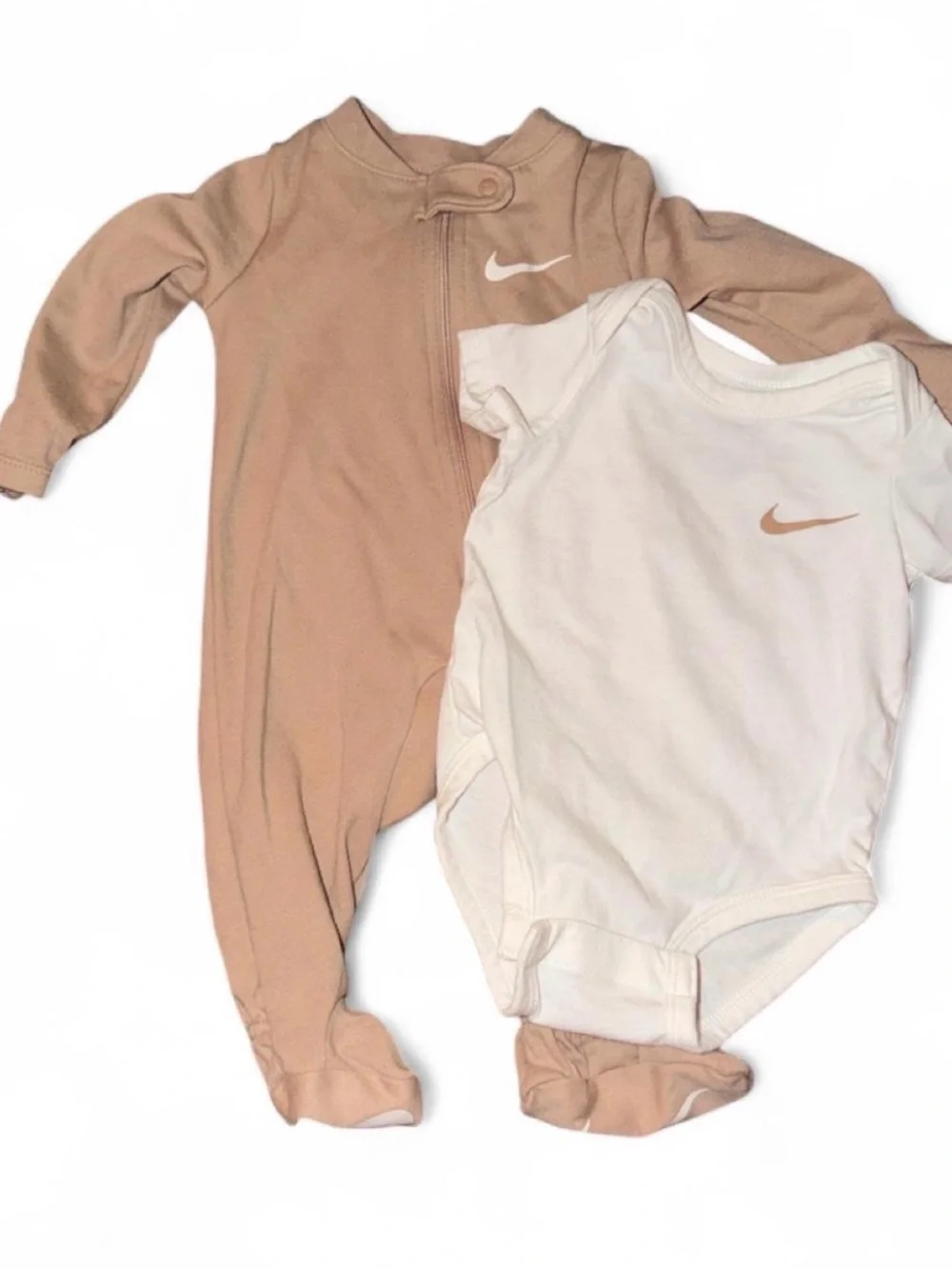 Nike Baby Footed One-Piece & Sleeper Set - Tan & Cream